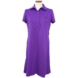 Vintage Russ Purple Polo Shirt Dress M Collared Preppy 80s Retro Tennis Casual